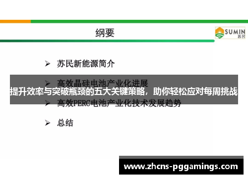 提升效率与突破瓶颈的五大关键策略，助你轻松应对每周挑战